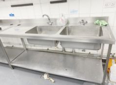 Large Double Sink With Drainer And Splashback - Approx: 2000mm X 750mm - Ref: RSS174 - CL835 -