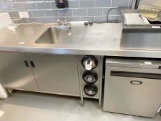 1 x Food Preparation Unit With Sink, Double Cupboard And Cup Dispenser - Approx: 2200mm Wide -