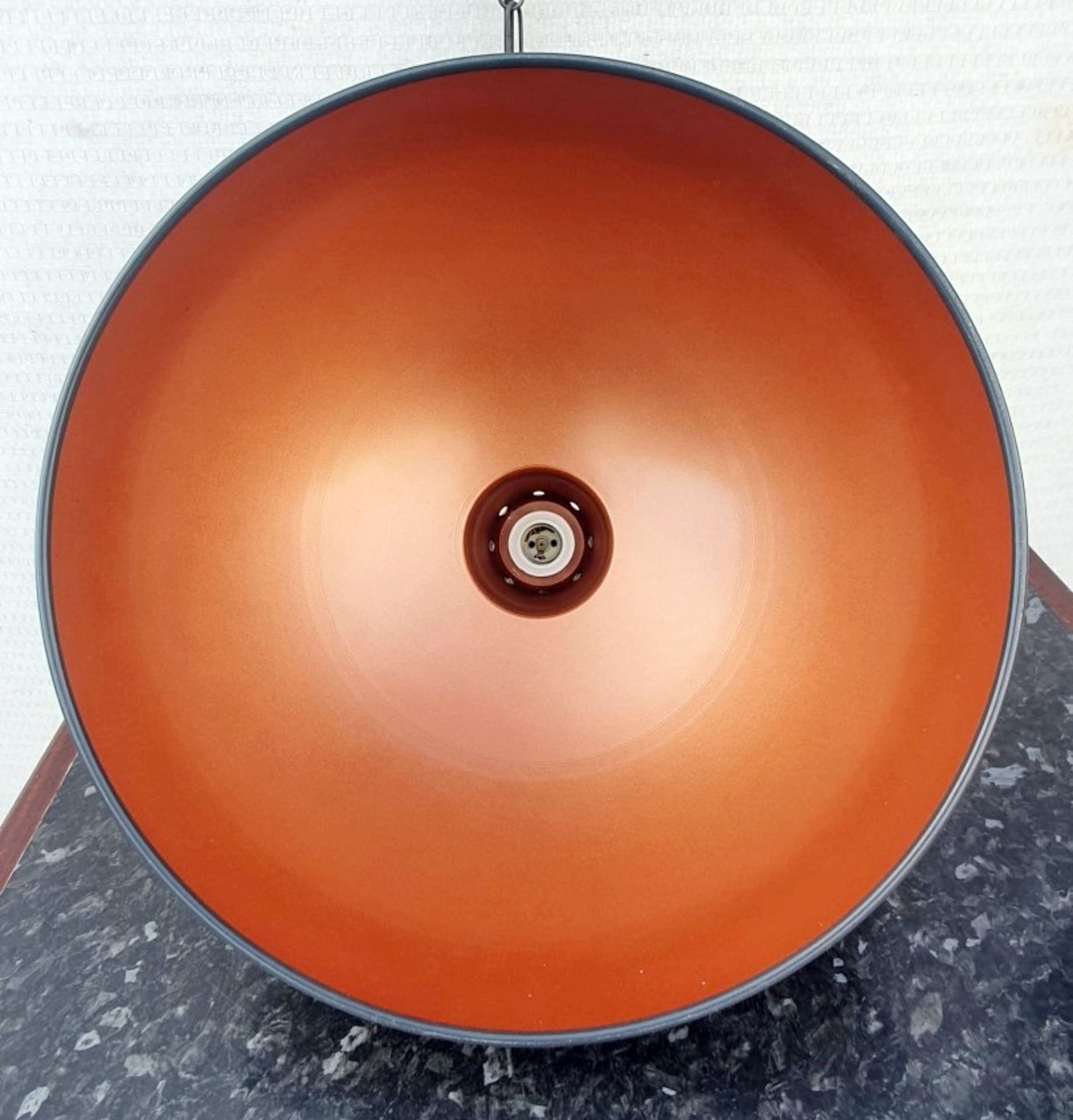 5 x Industrial Style Pendant Lights In Battleship Grey With Copper Painted Interiors - Recently - Image 3 of 5
