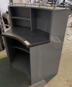 1 x Stylish And Sleek Modern Reception Desk Withsubstantiual Build And Stone Worksurface And Glass