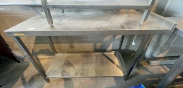 1 x Stainless Steel Prep Table, With Upstand and Undershelf - Approx 130 x 53 x 92Cm - Ref: FGN047 -