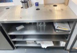 1 x Large Food Preparation Table With Three Shelves - Approx: 1300mm Wide - Ref: RSS192 - CL835 -