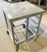1 x Stainless Steel Mobile Prep Table With Tray Rack Under - 60x60x77cm - Ref: J101 - CL834 - Essex,