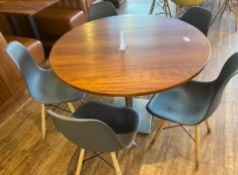 1 x Large Round Table With 5 x Chairs In Grey - Approx: 1100mm Wide - Ref: RSS201 - CL835 - Southend