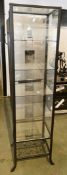 1x Heavy Duty Black Metal Display Stand With Glass Shelving - Approx 45X40X180Cm - Ref: J116 -