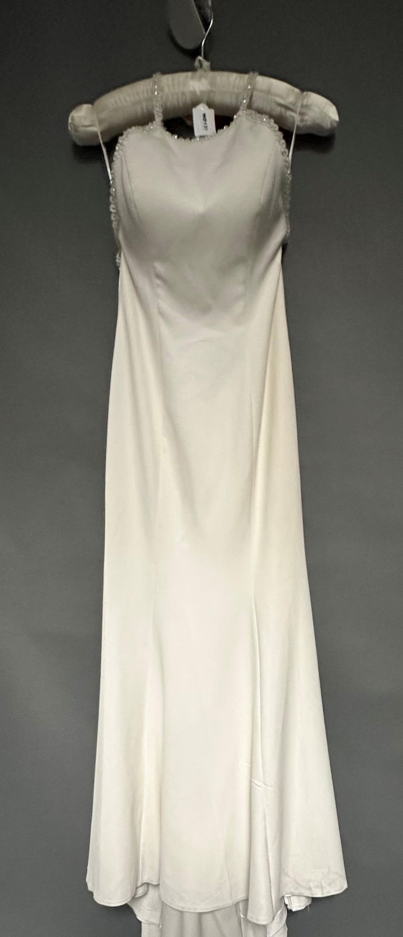 1 x REBECCA INGRAM Silk Crepe, Beaded Designer Wedding Dress Bridal Gown RRP £1,100 UK 12