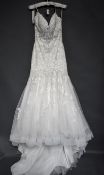 1 x MORI LEE Fabulous Lace And Chiffon Fishtail Designer Wedding Dress Bridal Gown RRP £1,500 UK 10