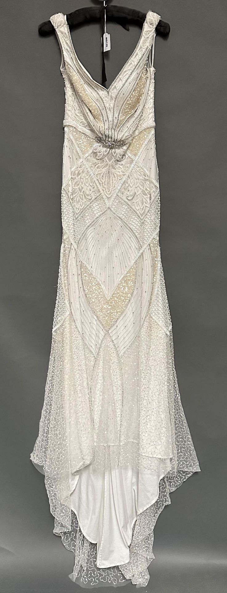 1 x ELIZA JANE HOWELL Beaded Biased Cut Fishtail Designer Wedding Dress Bridal RRP £2,650 UK12 - Image 2 of 6