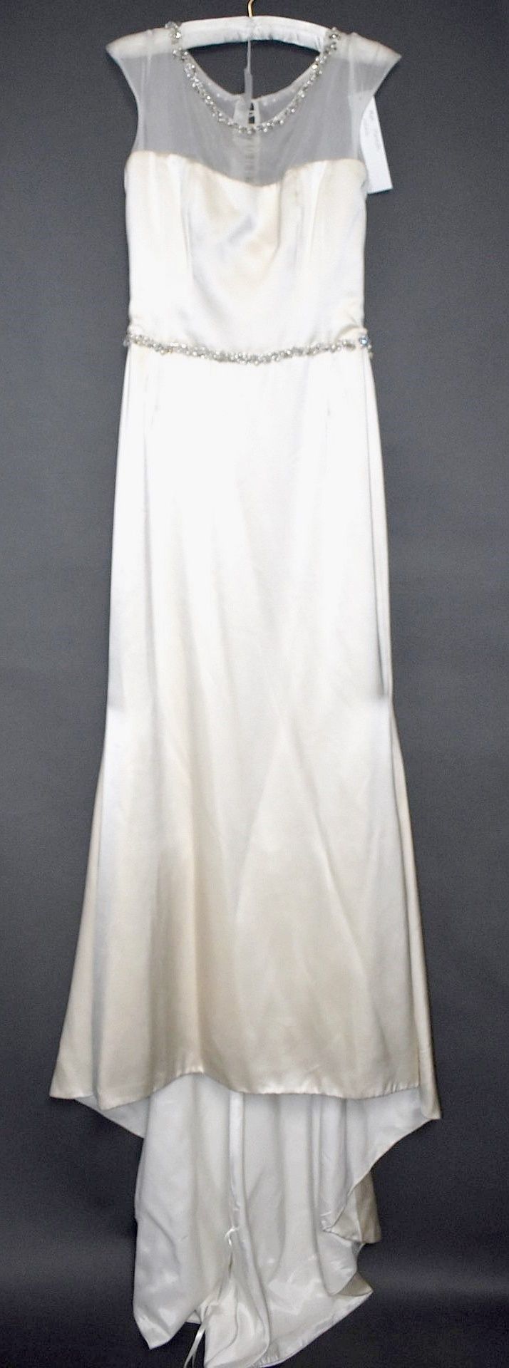 1 x ALAN HANNAH Chiffon And Satin Beaded Designer Wedding Dress Bridal Gown RRP £1,500 UK 12