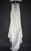 1 x MORI LEE Strapless Lace And Satin Fishtail Designer Wedding Dress Bridal Gown RRP £1,900 UK 10