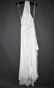 1 x DAVID FIELDEN SPOSA Halter neck Biased Cut Designer Wedding Dress Bridal Gown RRP £2,530 UK 14