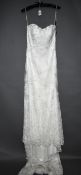 1 x LUSAN MANDONGUS Strapless Lace & Beaded Designer Wedding Dress Bridal Gown RRP £2,250 UK 12