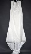 1 x ALAN HANNAH Strapless Lace & Satin Fishtail Dress Designer Wedding Dress Bridal RRP £2,700 UK 14