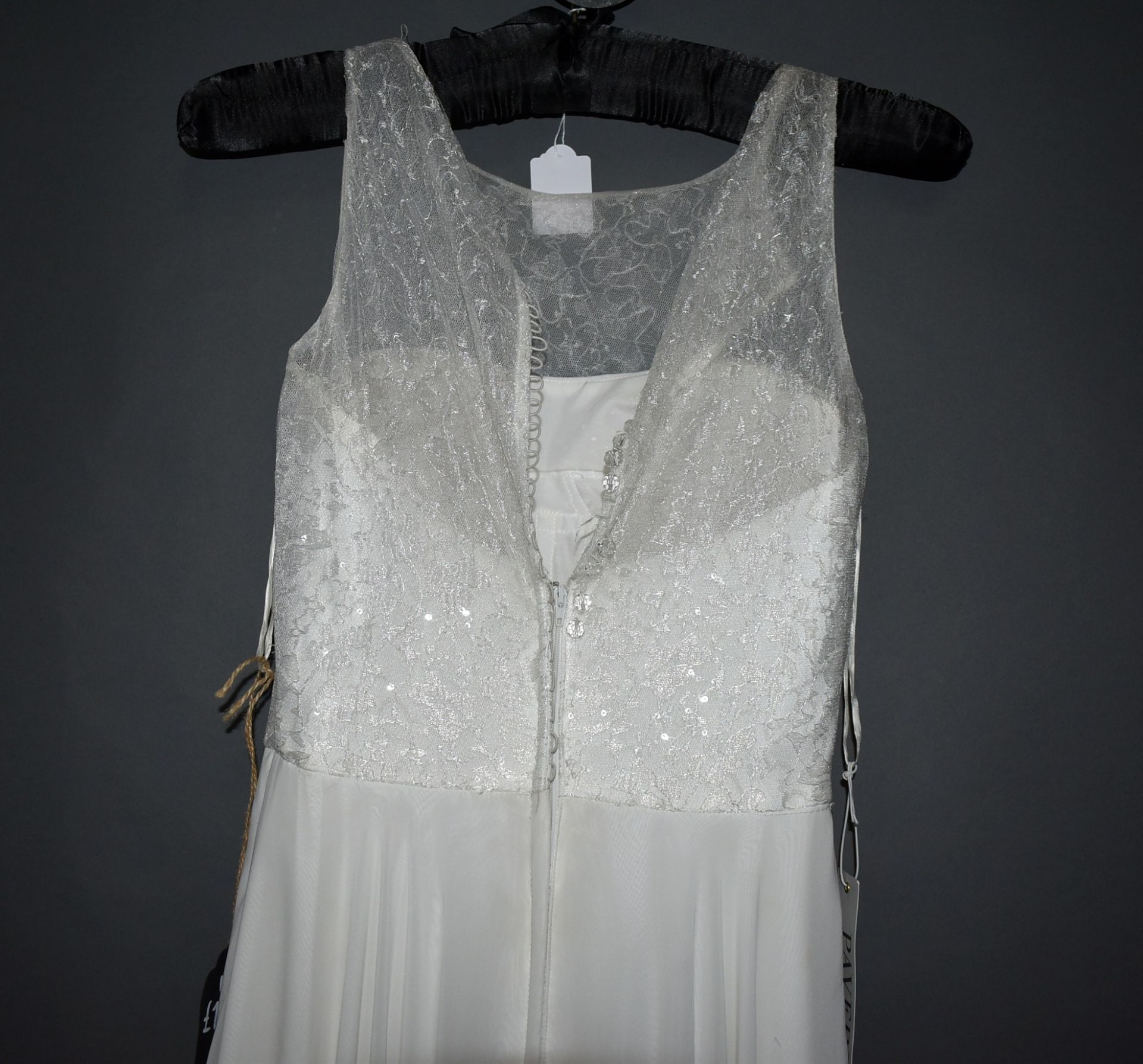 1 x WHITE ROSE Chiffon And Lace Overlay Designer Wedding Dress Bridal Gown RRP £1,050 UK 12 - Image 4 of 4