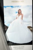 1 x PRONOVIAS Strapless Corseted Satin & Chiffon Designer Wedding Dress Bridal Gown RRP £1,790 UK 14