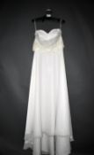 1 x LUSAN MANDONGUS Off The Shoulder Lace Bodice Designer Wedding Dress Bridal Gown RRP £1,450 UK 14