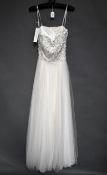 1 x ELIZA JANE HOWELL Lace And Beaded Strapless Designer Wedding Dress Bridal Gown RRP £1,000 UK 12