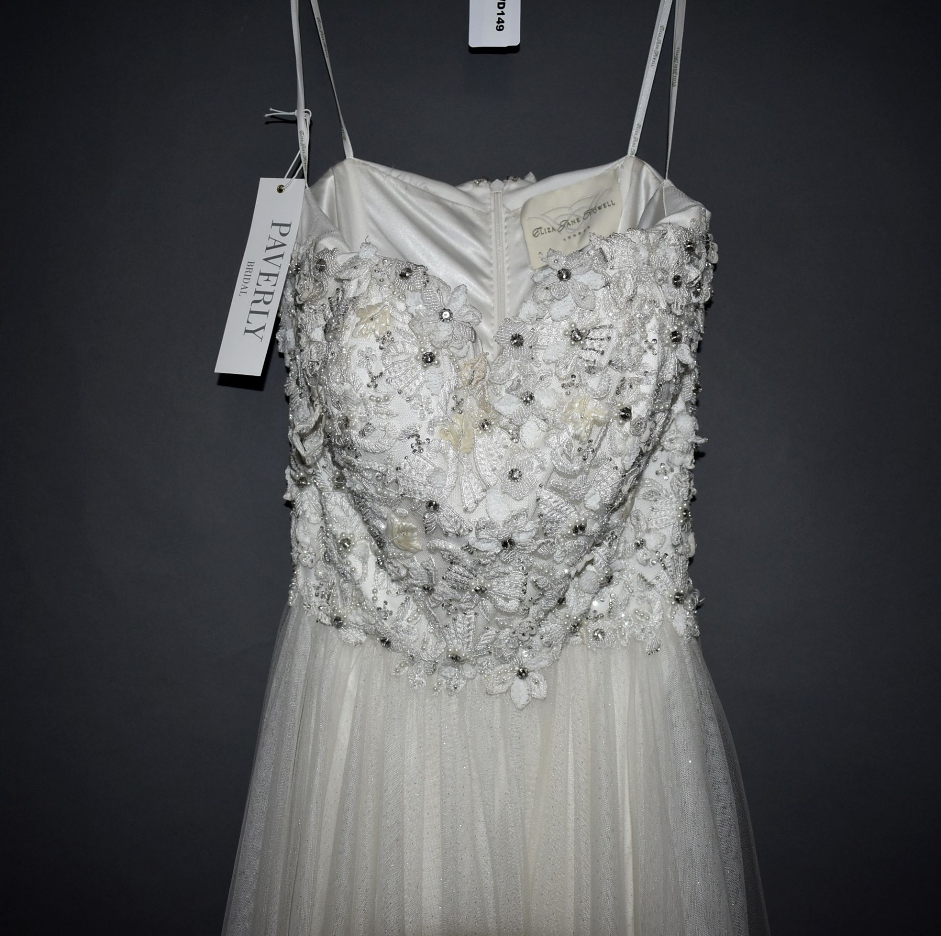 1 x ELIZA JANE HOWELL Lace And Beaded Strapless Designer Wedding Dress Bridal Gown RRP £1,000 UK 12 - Image 2 of 7