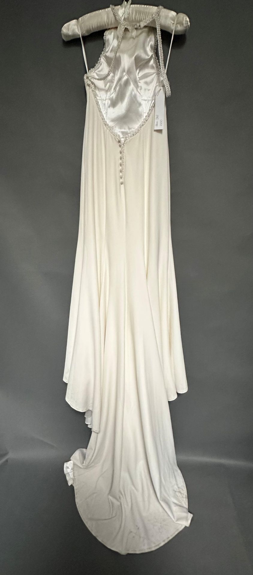 1 x REBECCA INGRAM Silk Crepe, Beaded Designer Wedding Dress Bridal Gown RRP £1,100 UK 12 - Image 2 of 5