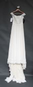 1 x DIANE LE GRAND Lace Off The Shoulder Designer Wedding Dress RRP £1,400 UK10
