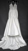 1 x ALLURE BRIDALS Lace And Satin Fishtail Designer Wedding Dress Bridal Gown RRP £1,650 UK 10