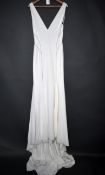 1 x ATELIER PRONOVIAS Biased Cut Silk Crepe Designer Wedding Dress Bridal Gown RRP £2,190 UK 12