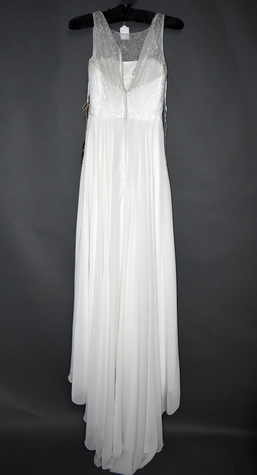 1 x WHITE ROSE Chiffon And Lace Overlay Designer Wedding Dress Bridal Gown RRP £1,050 UK 12 - Image 2 of 4