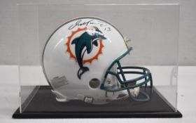 1 x Autographed Miami Dolphin's American Football Helmet, Signed By Quarterback DAN MARINO