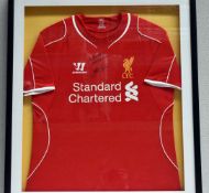 1 x Signed Autographed STEVEN GERRARD 2014-2015 Liverpool Fc Football Shirt Dedicated To Archie