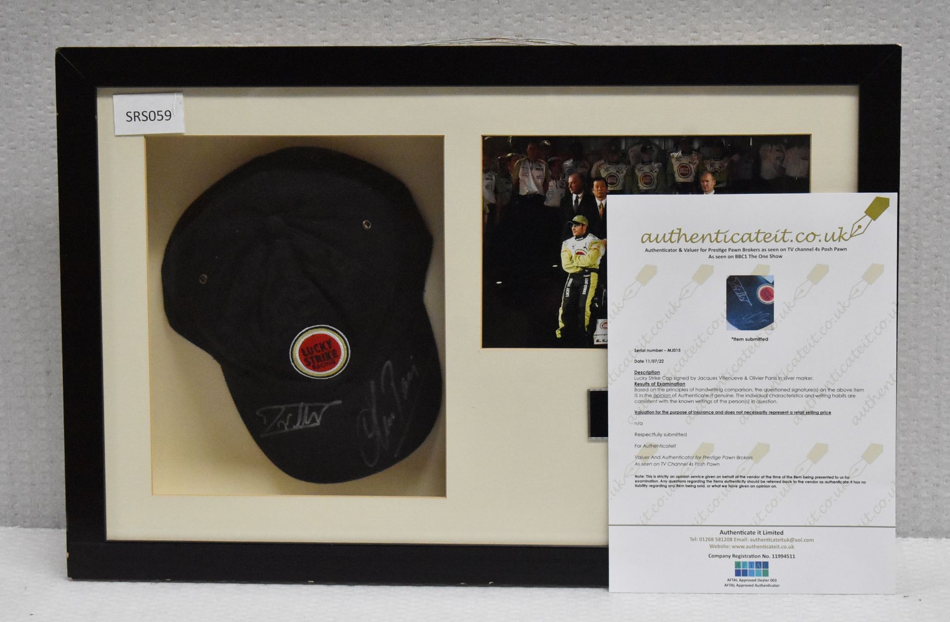 1 x Signed Autographed JACQUES VILLENUEVE & OLIVER PANIS 'Lucky Strike Hat' - Image 10 of 10