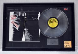 1 x THE ROLLING STONES - Sticky Fingers On Rolling Stone Records Framed 12 Inch Vinyl
