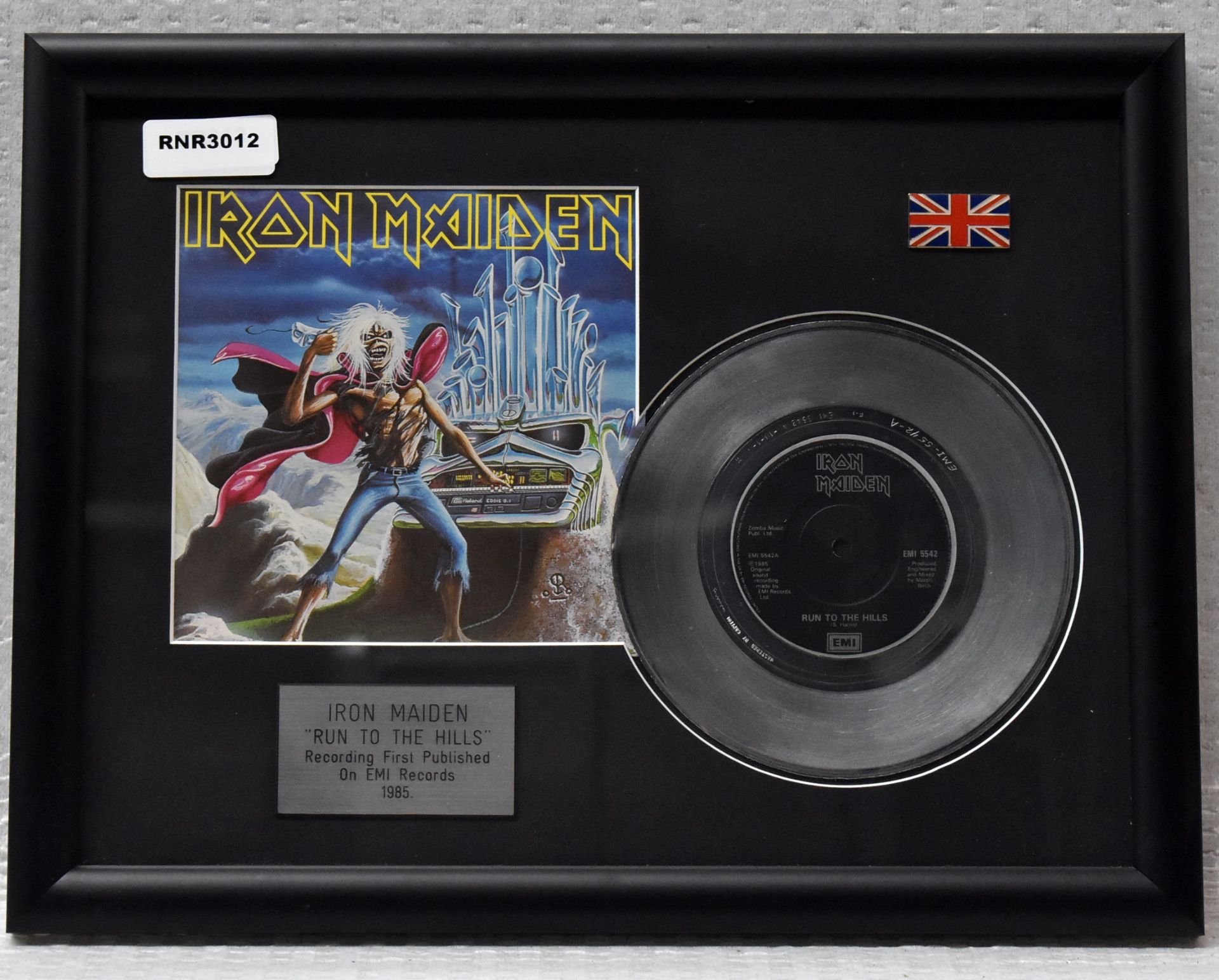 1 x IRON MAIDEN - Run To The Hills On Emi Records Framed 7 Inch Vinyl