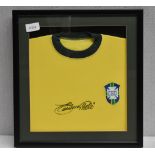 1 x Autographed Brazil International Football Shirt, Signed By PELE