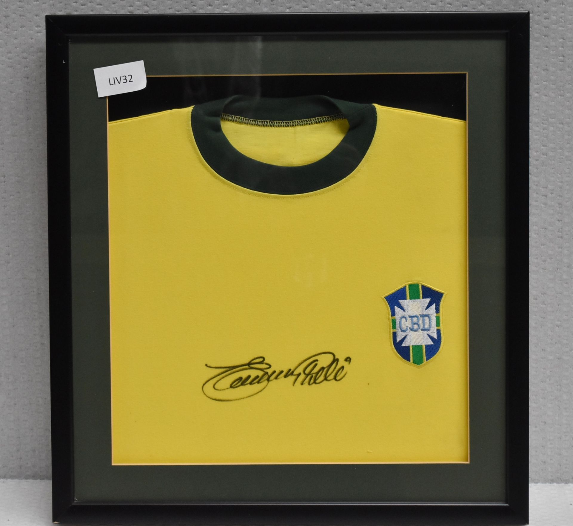 1 x Autographed Brazil International Football Shirt, Signed By PELE