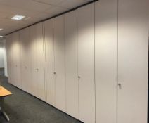 1 x Huge Upright Office Storage Solution Wall Unit With Grey Doors and Internal Shelves - 18 Feet