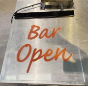 1 x Illuminated Bar Open Sign - Approx 50X56Cm - Ref: NA - GF - CL834 - Location: Essex, RM19This lo