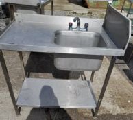 1 x Stainless Steel Single Sink Wash Unit With Sink Cover, Anti Overflow Surface and Mixer Tap