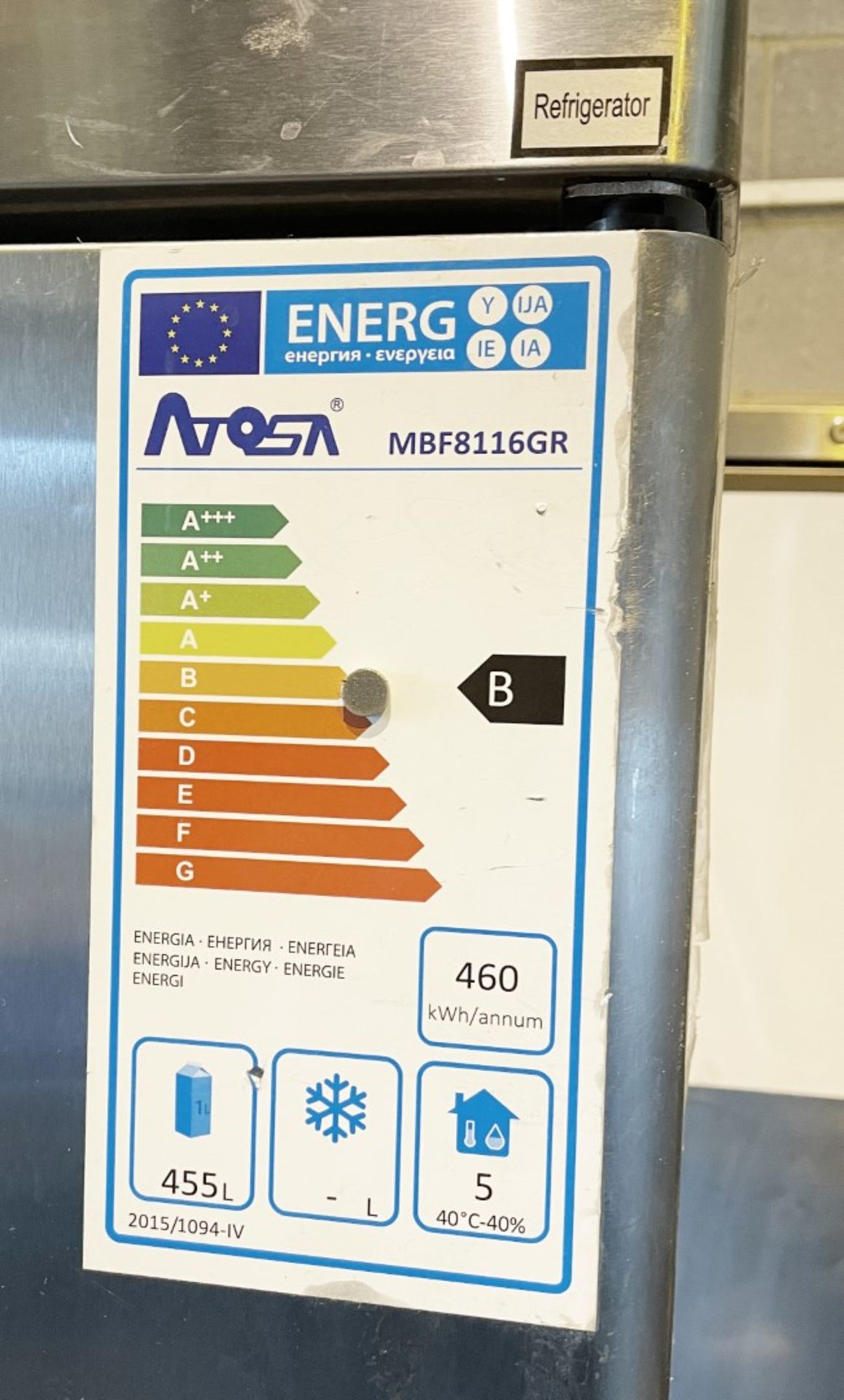 1 x ATOSA 'Green' Commercial Top Mounted 1-Door Fridge (Mbf8116Gr) - Original RRP £2,185 - Ref: - Image 8 of 11