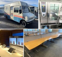 Crawley Office Clearance With Furniture, Outdoor & Canteen Equipment PLUS Altrincham Commercial Catering Auction Featuring Bedford Food Vans