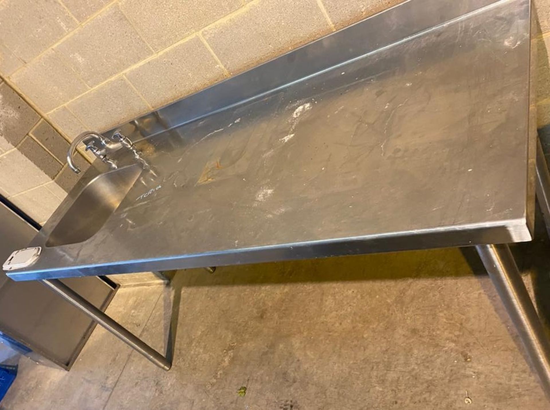 1 x Stainless Steel Prep Table With Single Bowl Sink Basin and Mixer Tap - 180cm Width - Image 3 of 7