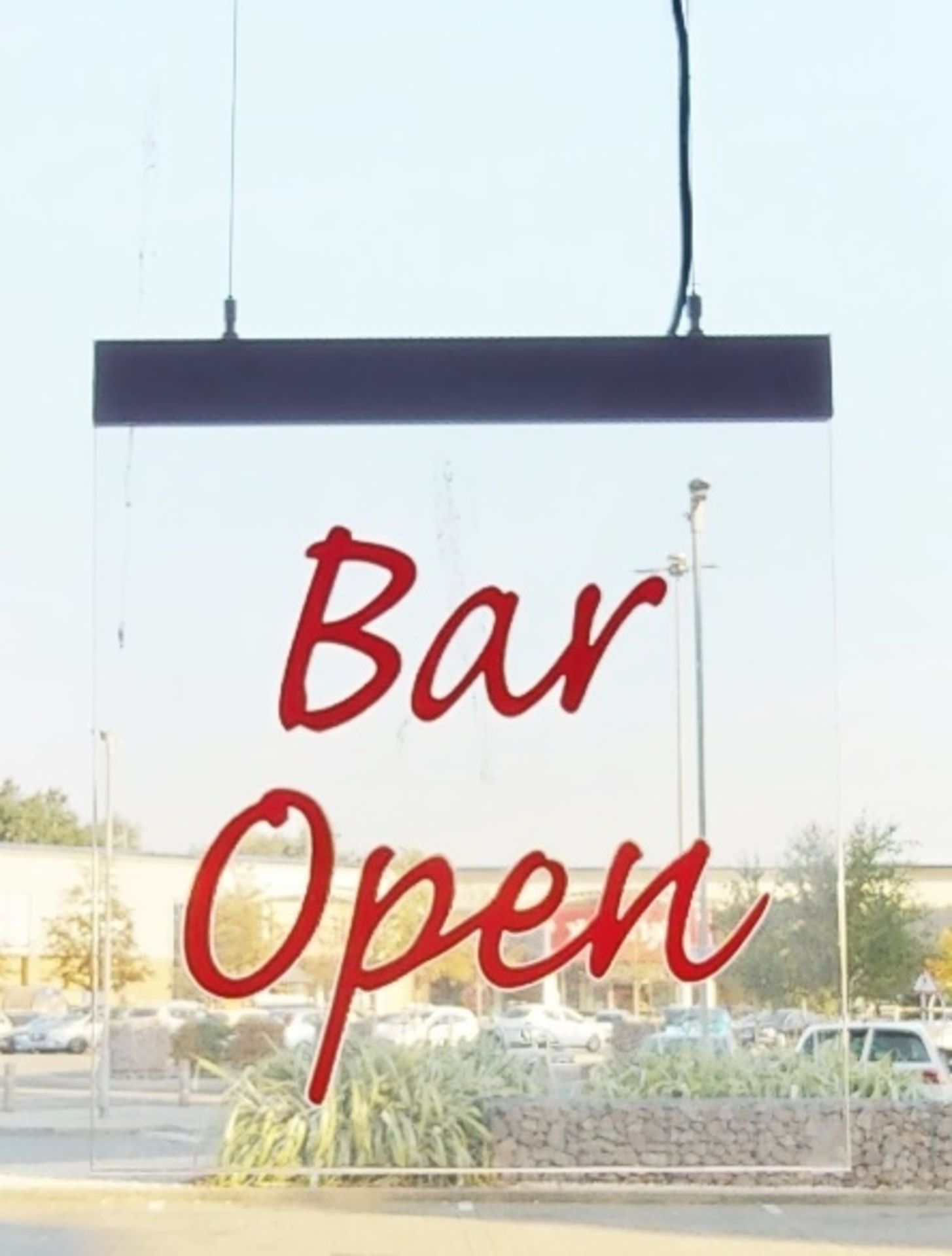 1 x Restaurant Bar Open Illuminated Hanging Window Sign in Acrylic - CL819 - Location: