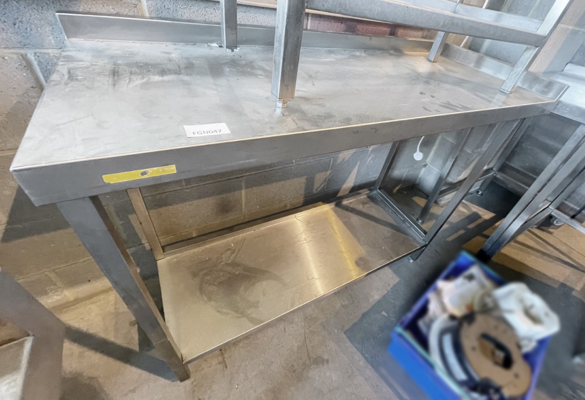 1 x Stainless Steel Prep Table, With Upstand and Undershelf - Approx 130 x 53 x 92Cm - Ref: FGN047 - - Image 3 of 3