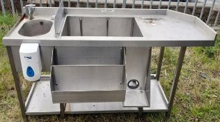 1 x Stainless Steel Back Bar Ice Well Cocktail Prep Unit With Wash Bowl, Speed Rail & Blender Holder