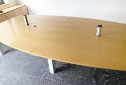 1 x Executives 10ft Boardroom Meeting Table With a Two Piece Light Wood Top