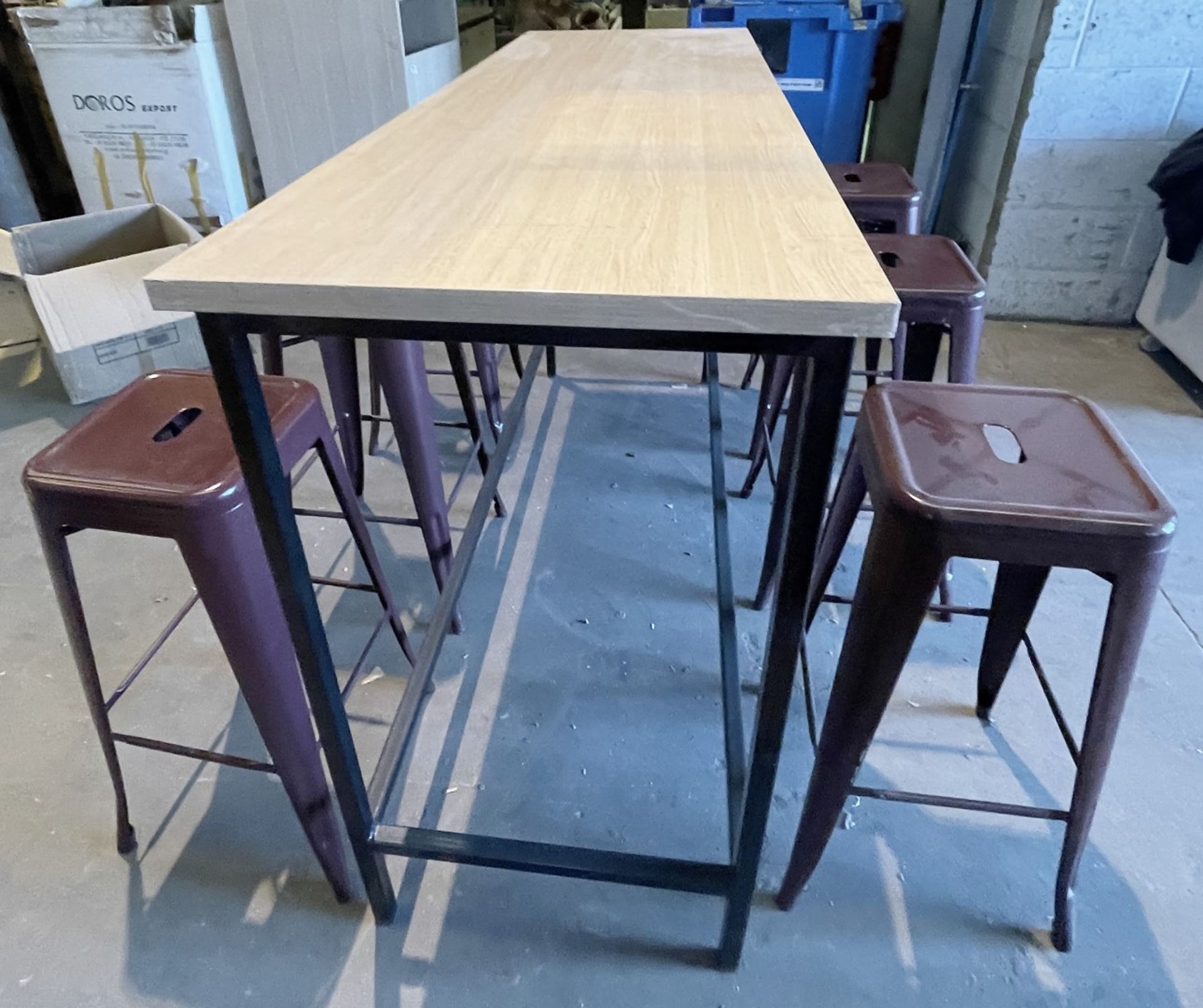 1 x Rectangular Bar Table And 6 x Metal Bar Stools - Ref: FGN068 - CL834 - Location: Essex, RM19 Dim - Image 3 of 9