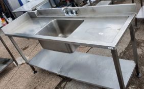 1 x Stainless Steel Single Sink Wash Unit With Anti Overflow Surface and Mixer Tap