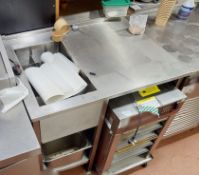 1 x Commercial Stainless Steel Prep Unit With Condiment Bottle Storage, Upstand And Under-Shelves