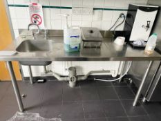 1 x Stainless Steel Prep Table With Single Bowl Sink Basin and Mixer Tap - 180cm Width