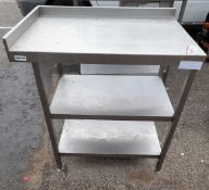 1 x Stainless Steel Corner Prep Table With Undershelves - Dimension: H90 x W89 x D64 cms