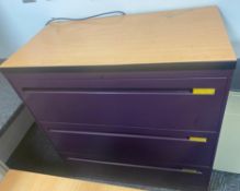 1 x Three Drawer Office Storage Cabinet For Files/Stationary - Features a Contemporary Purple Finish